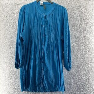 Lauren Ralph Lauren Blouson Dress Size Small Blue Cotton Lightweight Pleated